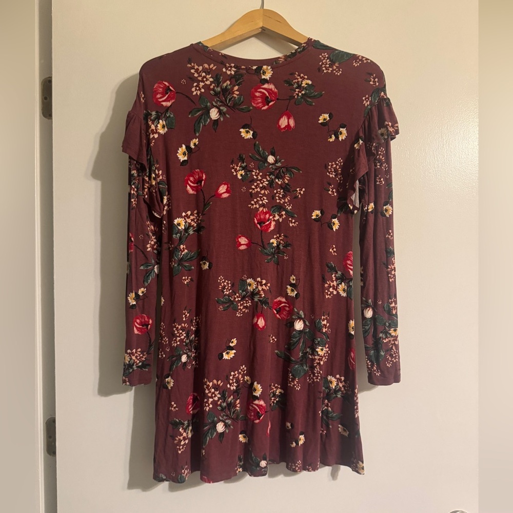 Love, Fire Burgundy Floral Dress